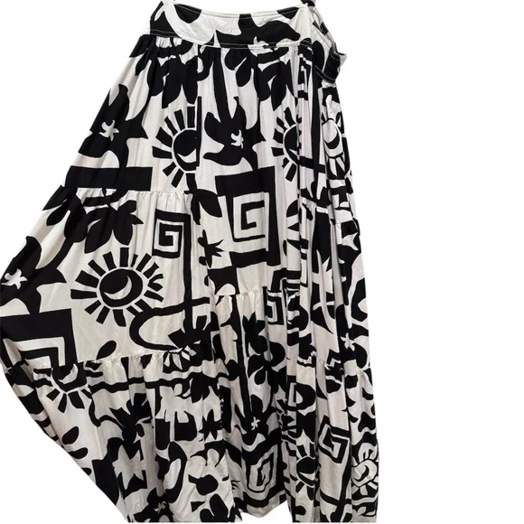 Anthropologie Abel the Label Abstract Sol Aztec Maxi Dress Boho Retro Black XL - Picture 4 of 8